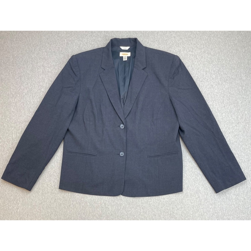 Talbots Blazer Womens 18 Blend Navy Blue Wool Stretch 2-Button Single Breast